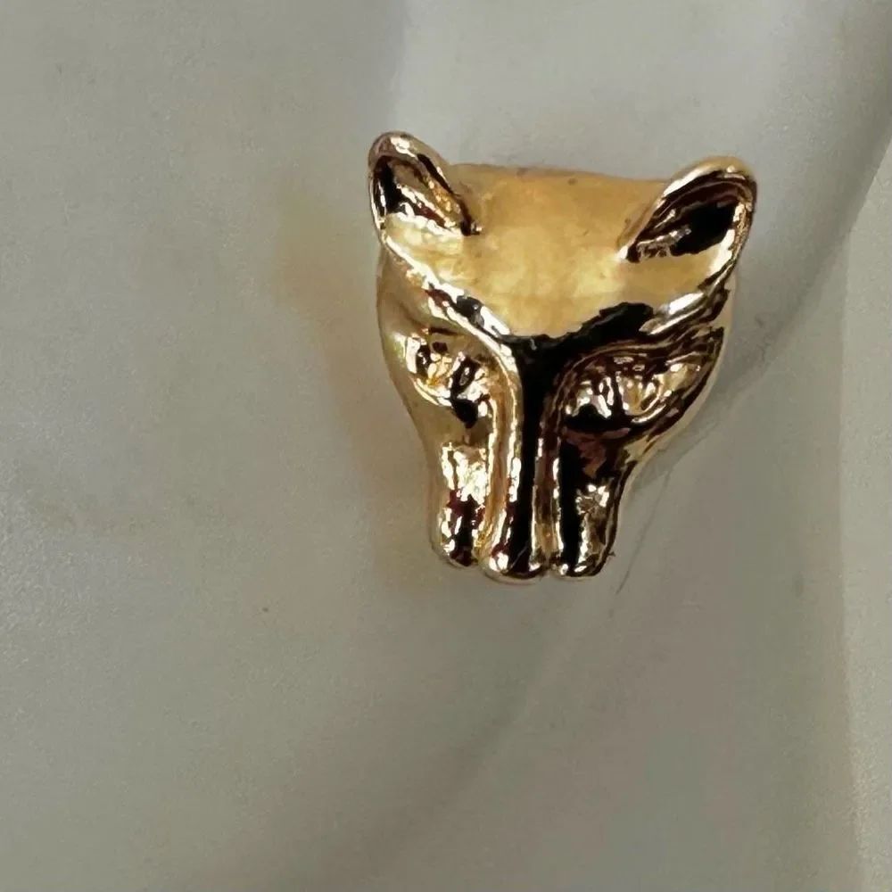Wolf/dog gold tone post earrings